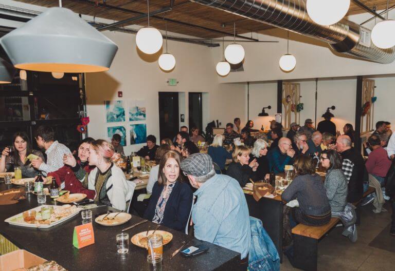 group networking dinner in ruffwear shared space